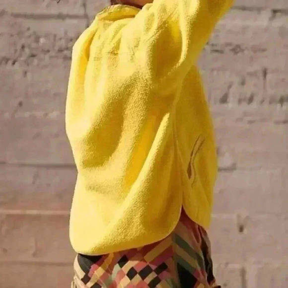 Free People Ziggy Up Fleece in Sundance Yellow Zip Up Sweatshirt Size M NEW - Picture 2 of 3